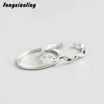 Fengxiaoling Geometrické Mobius Striebro Tenký Krúžok Reálne 925 Sterling Silver Jemný Strieborný Prsteň Pre Ženy Kvalitné Šperky 2020