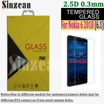 Sinzean 100ks Pre Nokia 6.1/6 II tvrdeného skla screen protector, vpredu s retail box Pre Nokia 6 2018 (0,3 mm/2.5 d)
