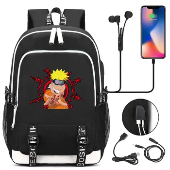 Horúce Uzumaki Naruto Vytlačené USB Konektor pre Slúchadlá Chlapec Dievča Deti Školské tašky Ženy Bagpack Plátno Mužov Batoh Packsack Bookbag