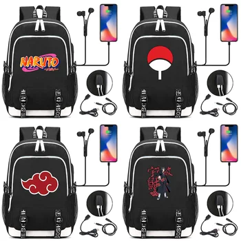 Horúce Uzumaki Naruto Vytlačené USB Konektor pre Slúchadlá Chlapec Dievča Deti Školské tašky Ženy Bagpack Plátno Mužov Batoh Packsack Bookbag