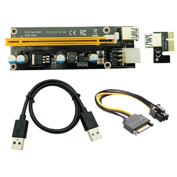 NOVÁ karta PCI-E stúpačky PCI Express 1X až 16X Stúpačky Karty 1 až 4 USB 3.0 Násobiteľ Hub Adaptér s 4pcs 6pin podstavec Pre BTC Banské Banské