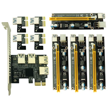 NOVÁ karta PCI-E stúpačky PCI Express 1X až 16X Stúpačky Karty 1 až 4 USB 3.0 Násobiteľ Hub Adaptér s 4pcs 6pin podstavec Pre BTC Banské Banské