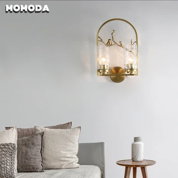 Post-moderné Vták Pobočky LED Nástenné Svietidlá pre Obývacia Izba, Spálňa, Nočné Art Deco Stenu Sconce Svetlo Mosadz Zlatá svietidlá
