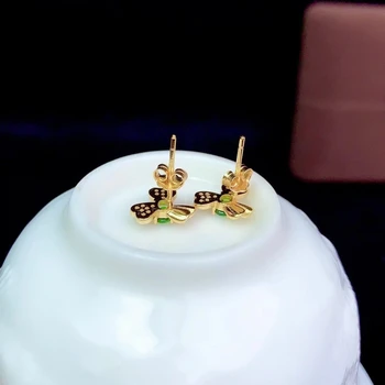 KJJEAXCMY jemné šperky 925 silver prírodné Diopside nové dievča elegantné náušnice hot predaj ucho stud podporu test Čínsky štýl