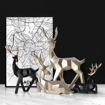 [VIP] 2pc/set Nordic Dekorácie živice šťastie Jeleň Figúrky jeleňov Domova dekorácie Sochy Moderné Tabuľka Socha, Ornament