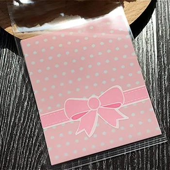 NOVÉ-300 Ks 3.2 x 3,8 Palca Roztomilý Darček Potravín Vaky na Balenie Malé Sušienky Tašky Candy Bag Taška funkcie opp Package Dodávky (Ružové)