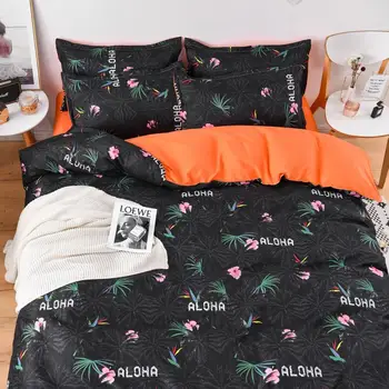 48 Black posteľná bielizeň Sady Posteľ Orange Obliečky CoverBed List obliečka na Vankúš/Posteľná Nastaviť Soft Sada pre Deti Dospelých