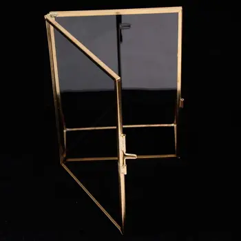 Jednoduché Starožitné Obdĺžnikový Voľne stojace Priehľadný Sklenený fotorámik pre Domáce Dekorácie - Zlato, 10.2 x 15,3 cm