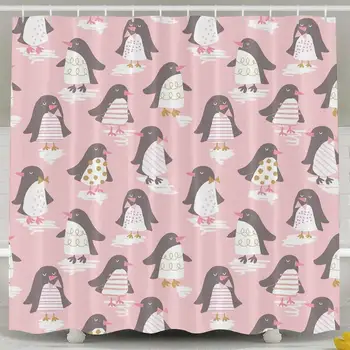 Cartoon Penguin Sprchový Záves, Vlastné Nepremokavé tkaniny Tkaniny, Sprchový Záves Súpravy, Dekorácie, Kúpeľňa Sady 72 x 72