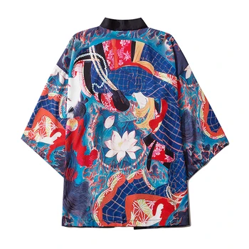 Japonský Tlač Cardigan Kimono Harajuku Anime Ženy Muži Cosplay Yukata Streetwear Tradičné Haori Kabát кимоно японский стиль