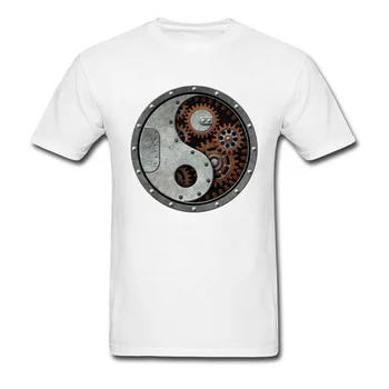 Priemyselné Steampunk Yin Yang T Shirt Mens Plus Veľkosť Deň otcov Módnej Značky Tee Tričko Pre Muža Najvyššej Kvality Plný Bavlny Tees