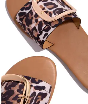 Vzťahy Bota Sandále Ploché Ženy Leopard Námestie Pracky Papuče Outdoorové Topánky Bežné Listov Fantázie Dámy Flip Flops Plus Veľkosť Lete