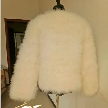 Ženy, Skutočné Kožušinový Kabát Skutočné Pštrosie Perie Srsť Zimná Bunda Maloobchod / Veľkoobchod Najvyššej Kvality