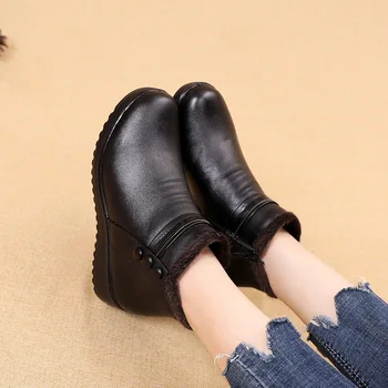 2021 módne zimné topánky dámske kožené členkové topánky na jeseň kliny pohodlné topánky dámske