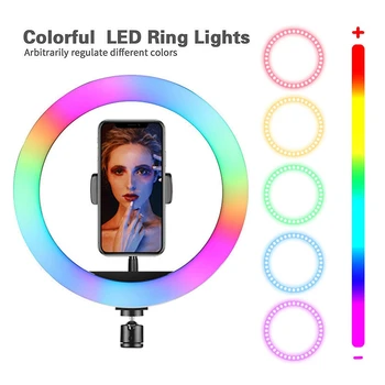 LED Krúžok Svetlo RGB Farebné Stmievateľné USB Krúžok Svetlo pre Živé Video 8 Cm / 20 cm s Telefónom, Klip