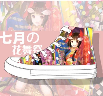 Japonské anime ručne maľované plátno topánky žena high-top tenisky študentov ležérne módne škole štýl