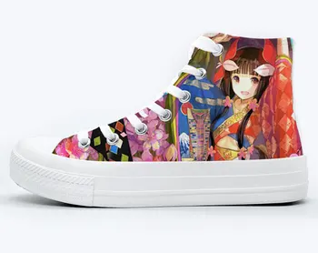 Japonské anime ručne maľované plátno topánky žena high-top tenisky študentov ležérne módne škole štýl