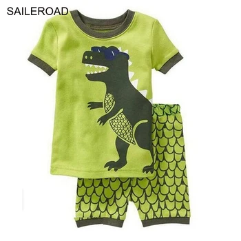 SAILEROAD Detí Dinosaura Pyžamo Set Dievčatá Paja Bavlna Deti Pyžamá Chlapci Sleepwear Noc Dieťa Nosiť Oblečenie, Obleky
