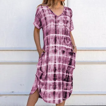 Šaty V-krku Široký Tlač Šaty Plus Veľkosti Ženy Oblečenie 2018 tvaru Ročník Tlače Letné Šaty Gothic 2020