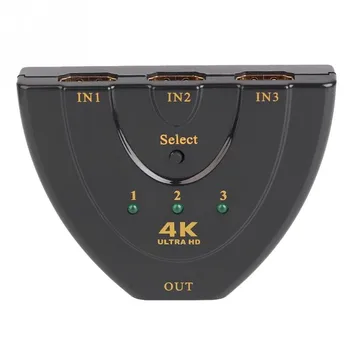 100ks 3D MINI HDMI Splitter 3 Port Hub Políčko Autom. Prepnutie 2K 4K previesť 3 V 1 Z Switcher 3D 1080p HD 1.4 pre HD TV