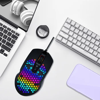 Hra Myši Počítača, Myš Drôtová Duté Otvor Honeycomb Ľahký Myši RGB Súťaže Farebné RGB Podsvietenie Svetlo Pre Notebook PC