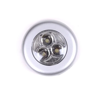 Nové módne Mini Kolo 3 LED Push Ťuknite na položku Stick Pohodlné Dotyk Praktické Skrine Domov Nočné Svetlo Lampa Akumulátorové Žiarovka
