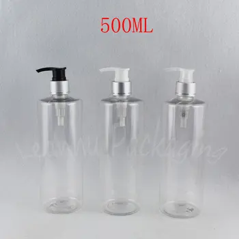 500 ML Transparentná Ploché Ramenný Plastové Fľaše , 500CC Prázdne Kozmetické Kontajner , Mlieko / Šampón Sub-do fliaš