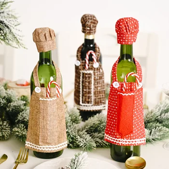 Fľaša červeného Vína Zástera Handričkou Šampanské Tašky Držiteľ Candy Tašky Ozdoby pre Domáce Tabuľka Vianočné Dekorácie, Darčeky