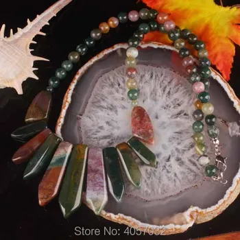 Nové Prírodné Indickej Onyx Štít Okrúhle Korálky Náhrdelník 18