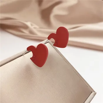 Kórejská verzia malé čerstvé tvare srdca náušnice náušnice jemné listy MILUJÚ sladké jednoduché nádherné Módne Stud Náušnice