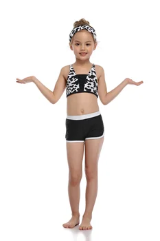 Deti dvojdielne Plavky Mlieko Vzor Tlač Jednoduchý Štýl Letné Oblečenie (Čierna a Biela) Dievčatá Módne Plavky