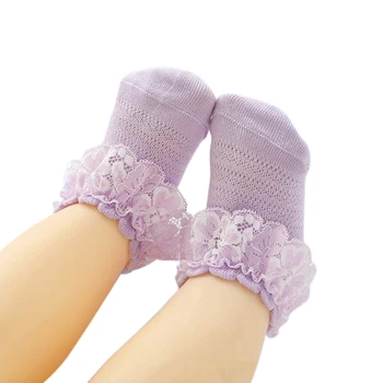 0-2Y Bežné Baby Dievčatá Roztomilé Ponožky Prehrabať Čipky Dizajn Bavlny Krátke Ponožky Dieťa Deti Ponožky