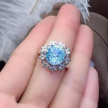 KJJEAXCMY jemné šperky prírodné blue topaz 925 sterling silver ženy, nastaviteľné drahokam krúžok podporu test populárne