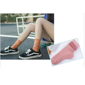 Ženy Pevné Kovové Bavlnené Ponožky s Lurex Dievčatá Šplhať Transparentné Putá Krátke Ponožky Ženské Športové Ponožky 5 Párov/veľa