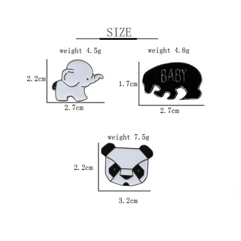 Kreatívne Hot Predaj Cartoon Zvierat Panda Slon Smalt Pin Brošne Muži Ženy Batoh Oblečenie Brošňa Deti Odznak Darov Kolíkmi