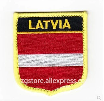 Hot Predaj ! Výšivky Škvrny Národnej vlajky Znak Škvrny Lotyšsko Vlajka Žehlička na 7X6CM NGQ1098