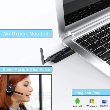 Usb Bluetooth o Vysielač Adaptér pre Pc Desktop, Notebook s 3,5 Mm Aux Nízku Latenciu Bezdrôtový Adaptér o