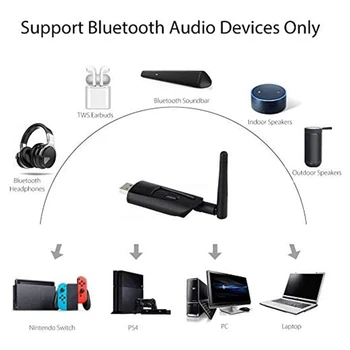 Usb Bluetooth o Vysielač Adaptér pre Pc Desktop, Notebook s 3,5 Mm Aux Nízku Latenciu Bezdrôtový Adaptér o