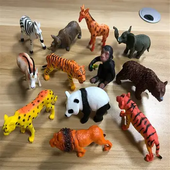 53pcs Simulácia Plastové Divokej Džungli Zoo Zvieracích Modeloch Plastové Wild Animal Model detských Hračiek Vzdelávacie Zvieratá Model Bábiky