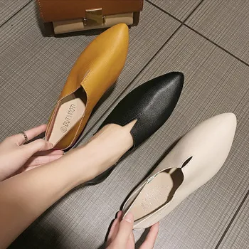 Špicatou špičkou topánky 2020 na jar a na jeseň fashion all-zápas one-step plus veľkosť žien pás päty topánky