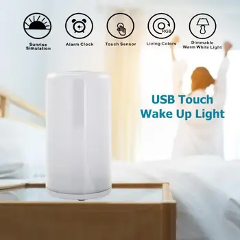 USB Budík Dotyk Wake-Up Light Digitálne Spánok Smart Sunrise Simuláciu Nočnej Lampy Domova Vonkajšie Led Zmena Farby Nočné Svetlo