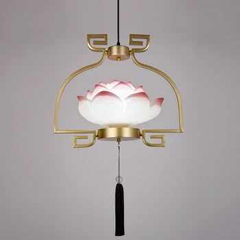 Kreatívne Nová Čínska Reštaurácia Led Luster Trojhlavý Obývacia Izba Teahouse Bar Stolná Lampa Jedáleň Zen Lotus Železa Svetlo
