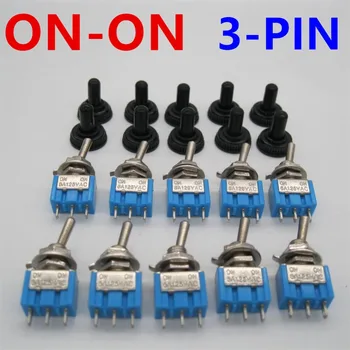 10pc/VEĽA Modrá Mini Prepínač MTS-102 3-Pin SPDT, NA-NA 6A 125VAC Miniatúrne Prepnúť Prepínače+10pcs Nepremokavé Spp