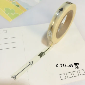 Gloden a striebro Vysokej kvality washi papierovú pásku 7,5 mm*10m/zlaté a sliver, šípky, maskovanie washi papiera, lepiaca páska