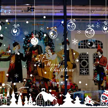 Vianočné Samolepky na Stenu PVC Okien Obtlačky Nový Rok Stenu, Nálepky Sklo Pozadí Strany, Vianočné Dekorácie pre Domov 90x60cm