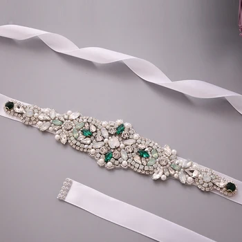 TRiXY S452 Luxusné Zelené Kamene Svadobné Pás Diamond Krídla Svadobné Šaty Pás Crystal Svadobné Krídla pre Svadobné Šaty, Príslušenstvo