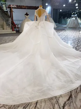 Lístkového Sukne Krátke Rukáv Čipky Svadobné Šaty 2021 Elegantné Appliqued Čipky Svadobné Šaty Plesové Šaty, Korzet Späť Princezná Svadobné Šaty