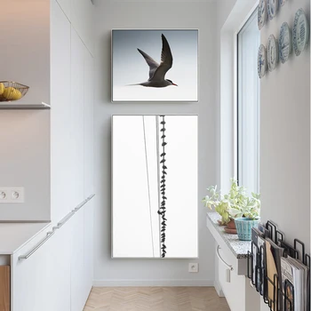 Čierna a Biela Sťahovavých Vtákov Moderné Nástenné Art Plagáty Plátno na Maľovanie a Vytlačí Abstraktné pre Obývacej Izby, Spálne Dekorácie