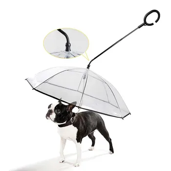 NewTransparent pet dáždnik psa C-typ dáždnik domáce zvieratá, nastaviteľné dážď deň hyena trakciu lano