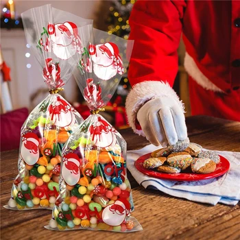 StoBag 50pcs Vianočné samolepiace Candy Balenie Vrecia Plastové Udalosť & Party Nový Rok Ručné Darčekový Dekorácie